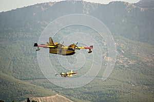 Fire fighter plane over the mountains