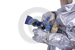 Fire fighter on white background