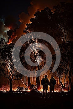 Fire Fighters in Australia. AI generated