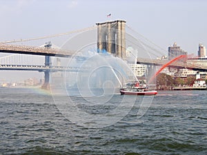 A fire fighting boat in New York city