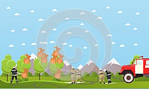 Fire fighting department vector banner.