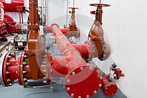 Fire fire fighting pining install with high performance gate valve in fire pump room photo