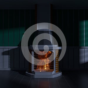 Fire in the fireplace, 3d render, 3d illustration