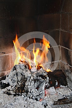 Fire in fireplace