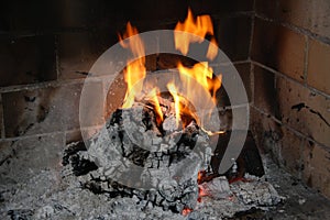 Fire in fireplace photo