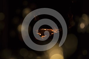 Fire in Fireplace. Warm house.