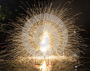 Fireworks set off on the ground