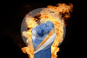 Fire fist with the national flag of Marshall Islands