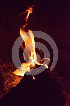 Fire flame as a part of Hindu Religion during the pray in Haridwar India, Flame burn during night time