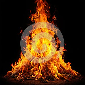 Fire flame background on black