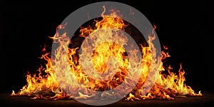 Fire flame background on black