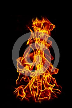 Fire flame on black isolated background - Beautiful yellow, orange and red and red blaze fire flame texture style