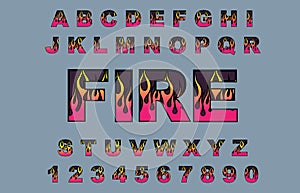 Fire flame burning fonts.