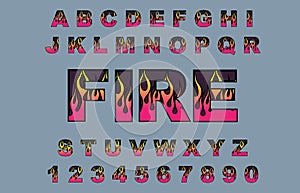 Fire flame burning fonts. photo