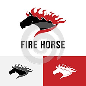 Fire Flame Burning Horse Run Fast Racehorse Logo