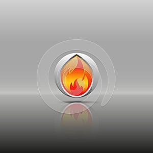 Fire flame button vector illustration