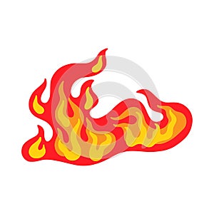 Fire flame, cartoon heat. Fireflame icon, burn fireball, hot red curve symbol, campfire or wildfire, bonfire, orange photo
