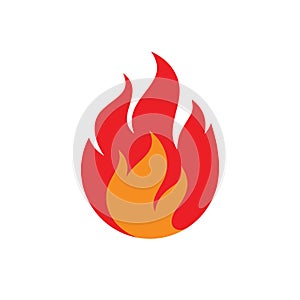 Fire flame concept icon flat design  red fire sign on white background.