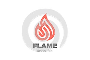 Fire Flame Droplet Logo design vector Linear. Luxu photo