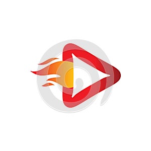 Fire flame full color triangle motion meteor logo design