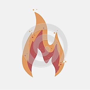 Fire flame with grunge texture. Vector illustration.