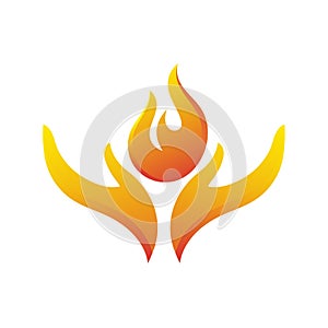 Fire flame with hands. Vector file included.