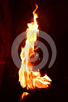 Fire flame in haridwar india, fire flame, flame illuminated photo