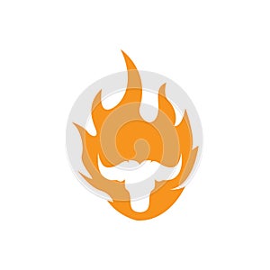 Fire flame with head bull logo design, vector graphic symbol icon illustration creative idea