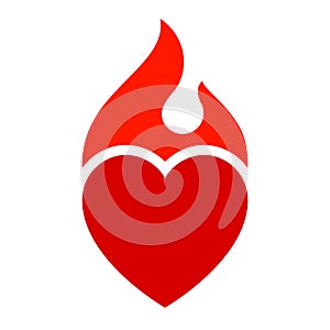 Fire flame, hot heart symbol, for logo brand name