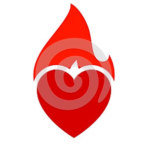 Fire flame, hot heart symbol, for logo brand name