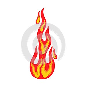 Fire flame. Hot red logo, cartoon fireflame shape, red and yellow silhouettes, orange blaze symbol of light, heat energy photo