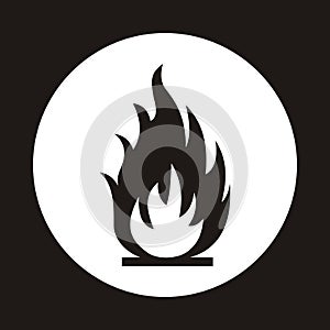 Fire flame icon. Black icon isolated on white background. Fire f