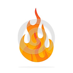 Fire flame icon. Black icon isolated on white background. Fire flame silhouette. Simple icon.