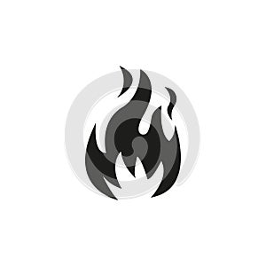 Fire flame icon. Black icon isolated on white background. Fire flame silhouette. Simple icon. Web site page and mobile app design