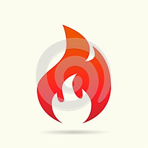 Fire flame icon with burning red hot sparks isolated on white background. Render sprite of fire emoji, energy and power concept