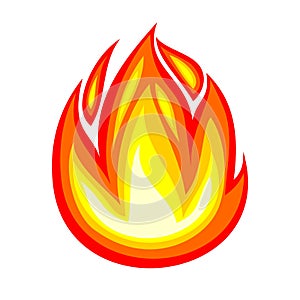 Fire flame icon. Isolated campfire sign, flame symbol, on white background, fire emoji and logo illustration