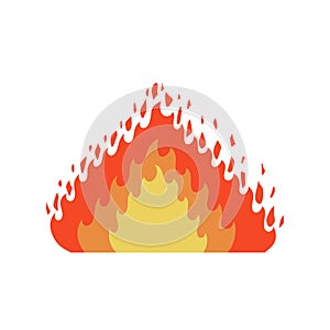 Fire flame icon in cartoon and flat style. Isolated object. Vector illustration.