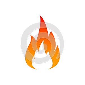 Fire flame icon. Oil, gas and energy concept and hot food. Flat design, vector illustration on background.