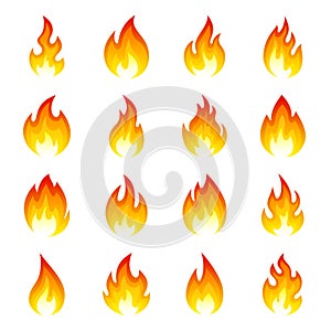 Fire flame icon set