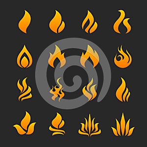 Fire flame icon set photo