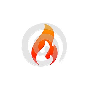 Fire flame icon vector template. Hot red orange fire flame