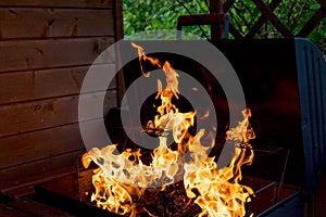 Fire flame isolated on black isolated background - Beautiful yellow, orange and red and red blaze fire flame texture