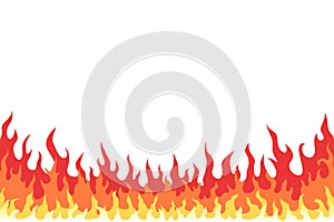Fire flame isolated on white background.Cartoon bonfire.