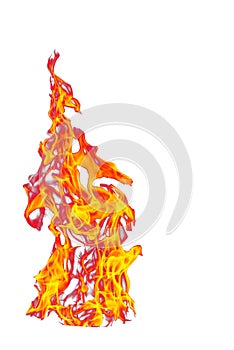 Fire flame isolated on white isolated background - Beautiful yellow, orange and red and red blaze fire flame texture style.