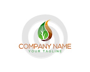 Fire flame with Leaf creative Logo Design.