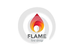 Fire Flame Logo design vector droplet. Red drop