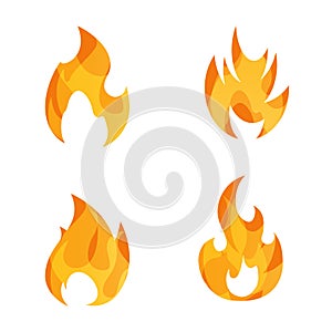 Fire flame logo icon set, vector symbols. Stock illustration