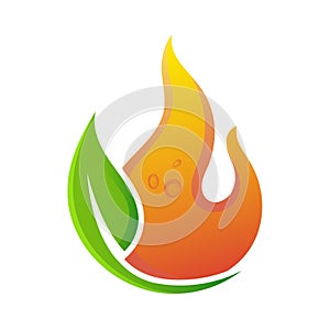 Fire flame logo, modern logo icon. Green symbol.