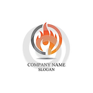 Fire flame Logo Template vector icon Oil, gas and energy logo concept.