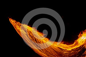Fire flame movment isolated on black isolated background - Beautiful yellow, orange and red and red blaze fire flame texture